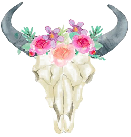 Floral Adorned Bull Skull