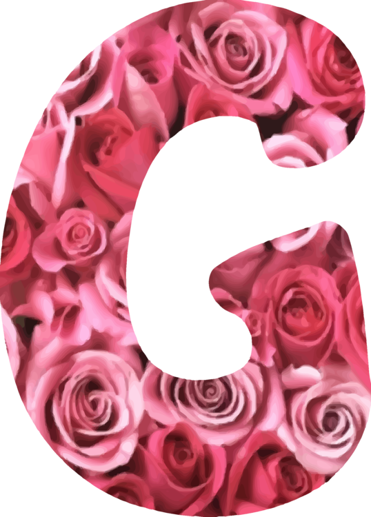 Floral Alphabet G Letter Rose Design