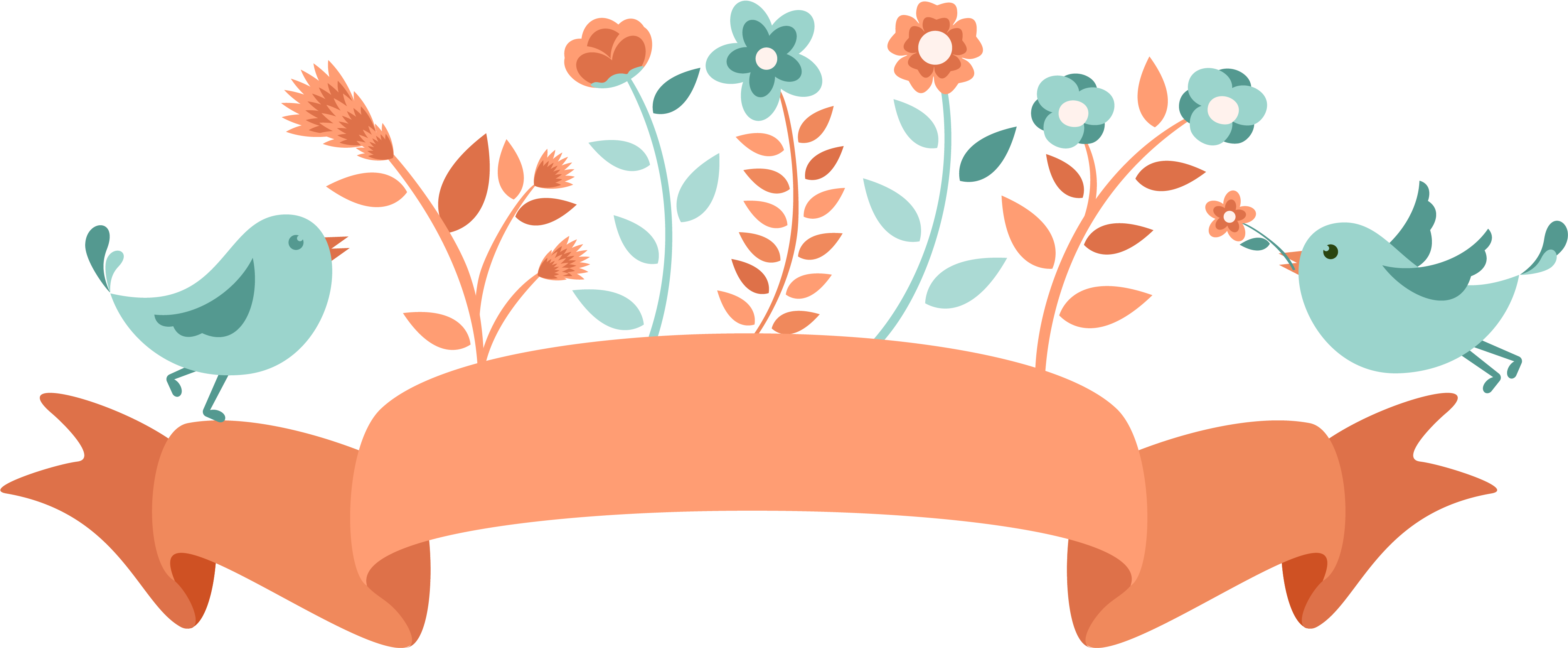 Floral Bannerand Birds Vector