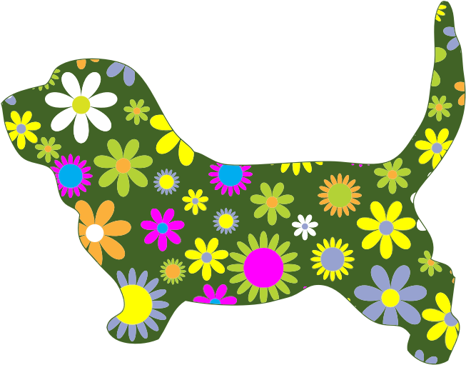 Floral Basset Hound Silhouette