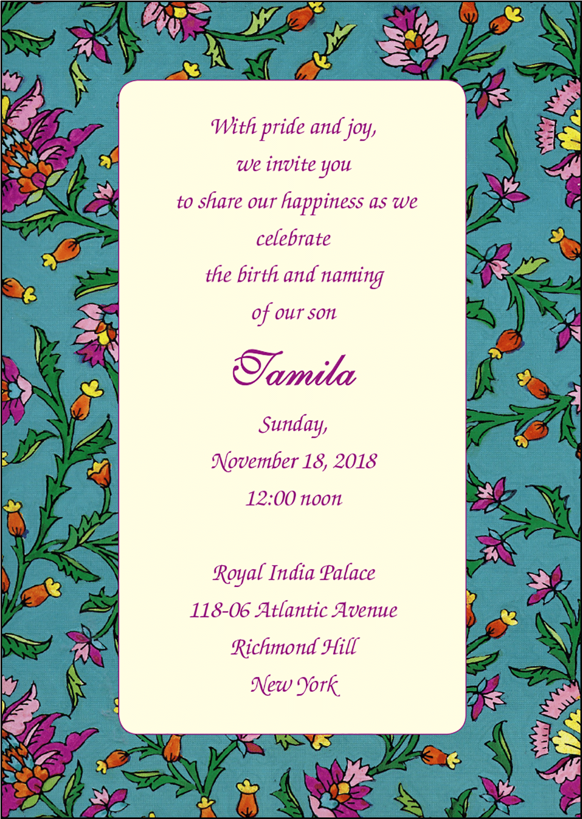 Floral Birth Announcement Invitation