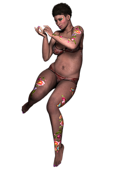 Floral Body Art Pregnant Woman