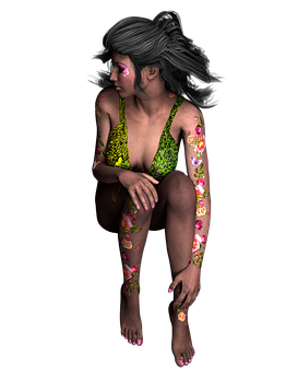 Floral Body Art3 D Model