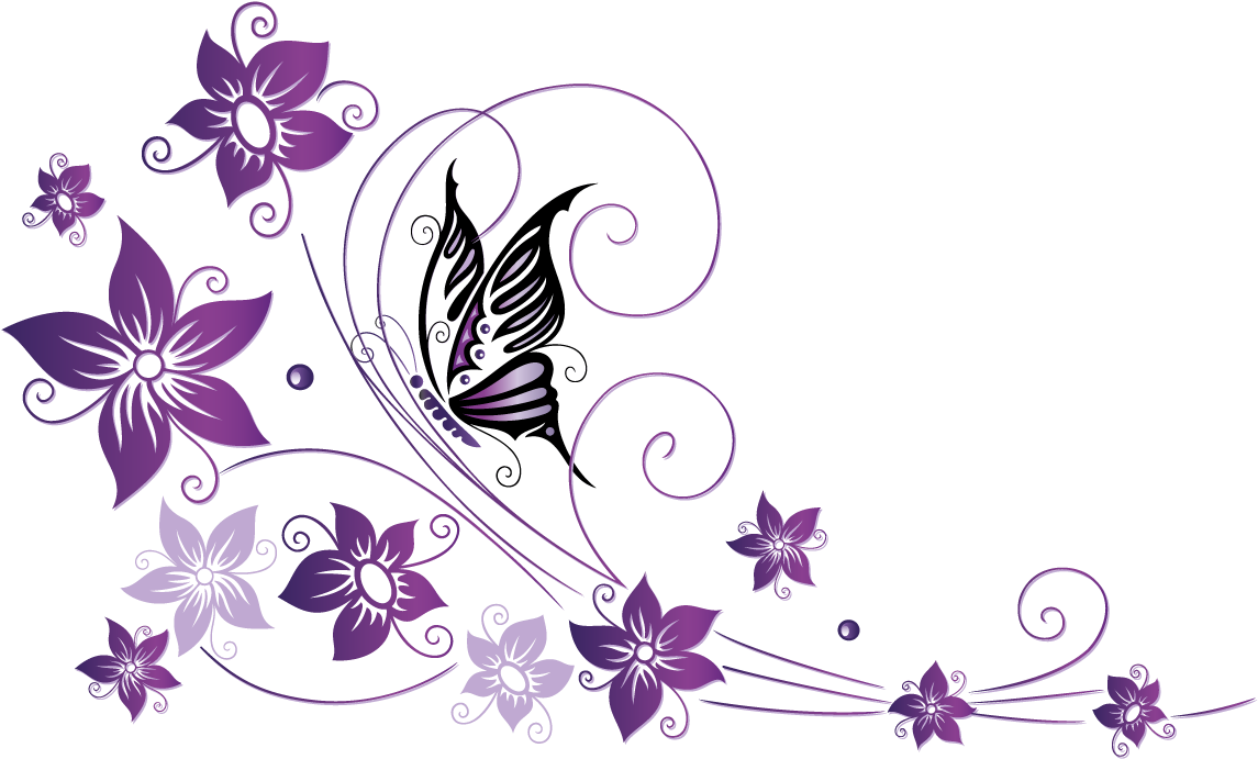 Floral Butterfly Vector Border