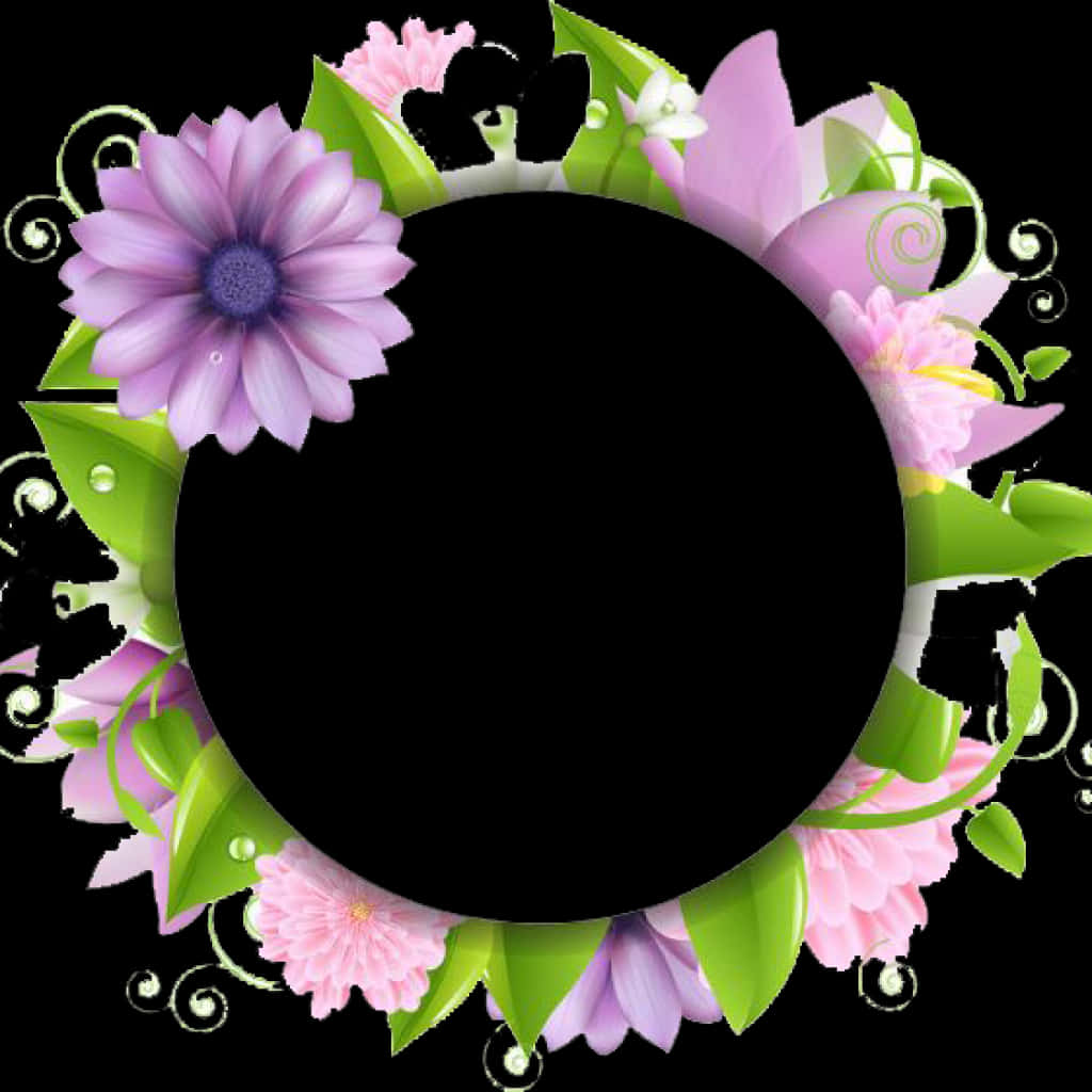 Floral_ Circle_ Frame_ P N G