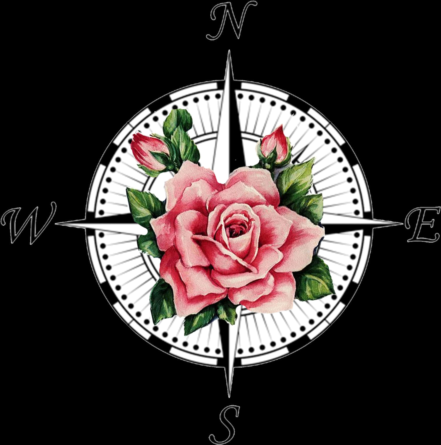 Floral Compass Rose Artwork