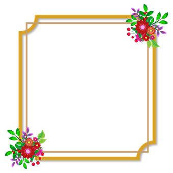 Floral Decorated Golden Frame