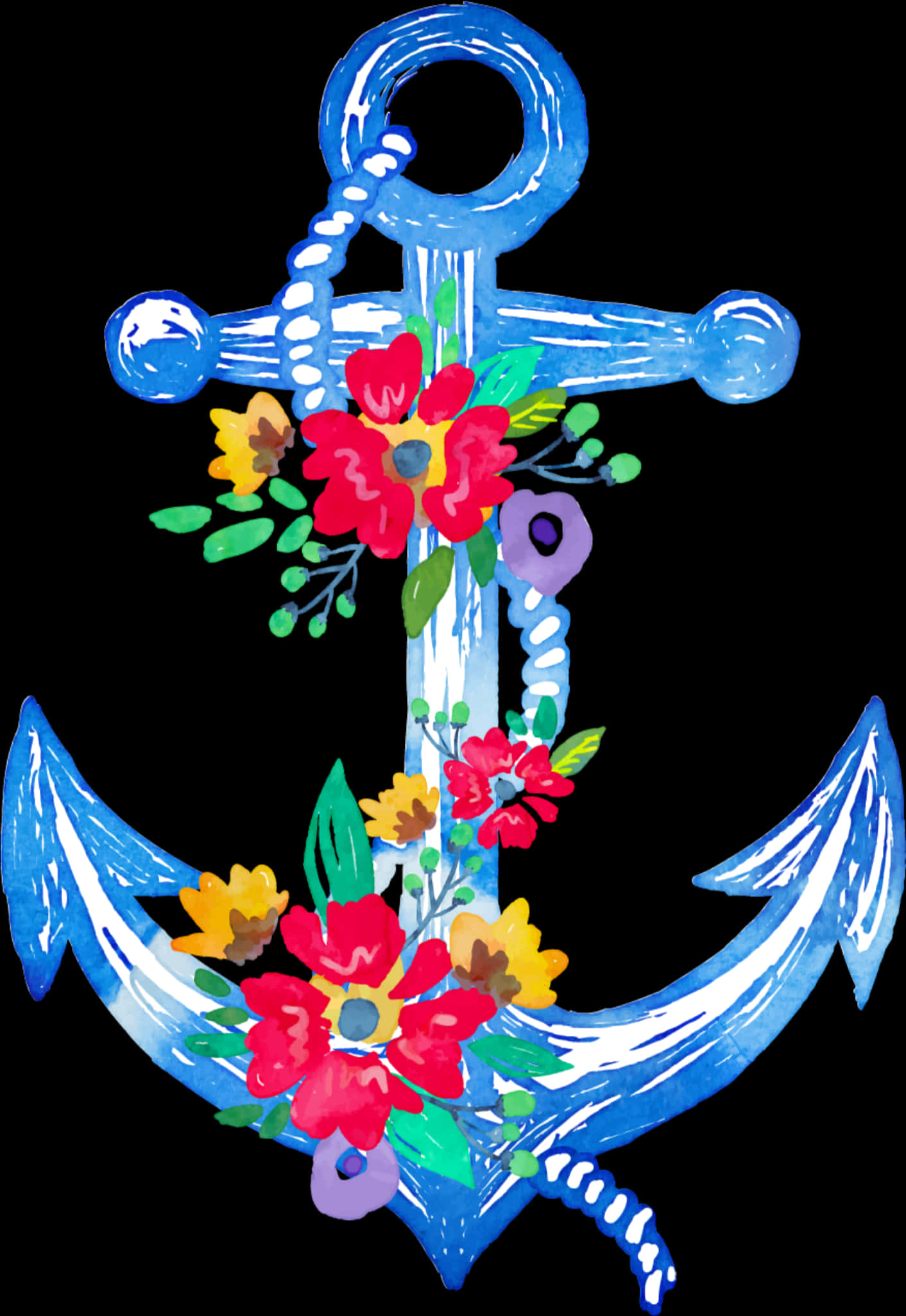 Floral Decorated Nautical Anchor