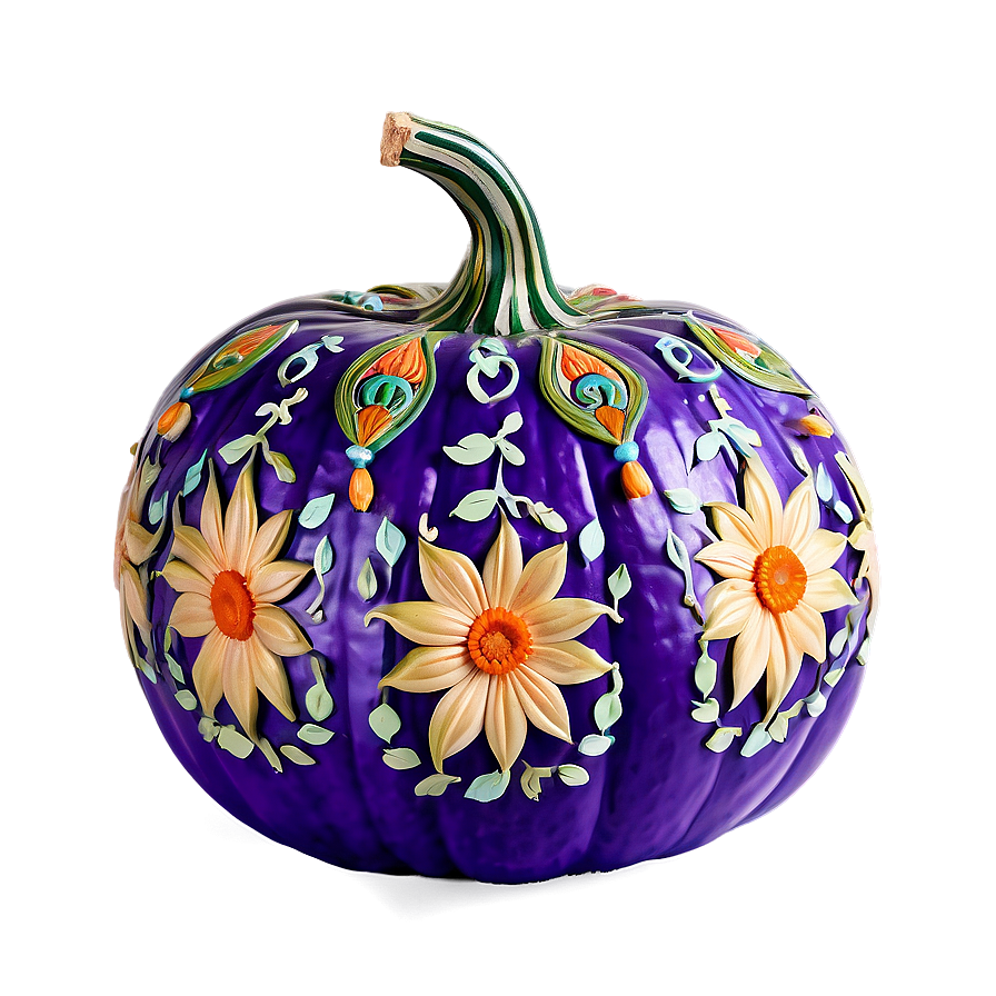 Floral Decorated Pumpkin Png 44