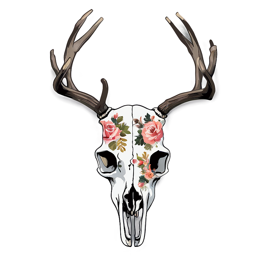 Floral Deer Skull Graphic Png Ieq82