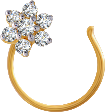 Floral Design Diamond Nose Ring