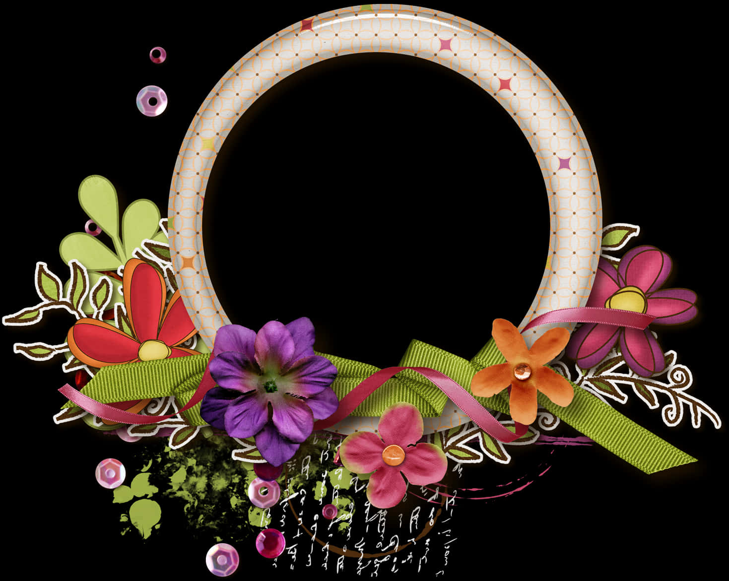 Floral Embellished Round Frame