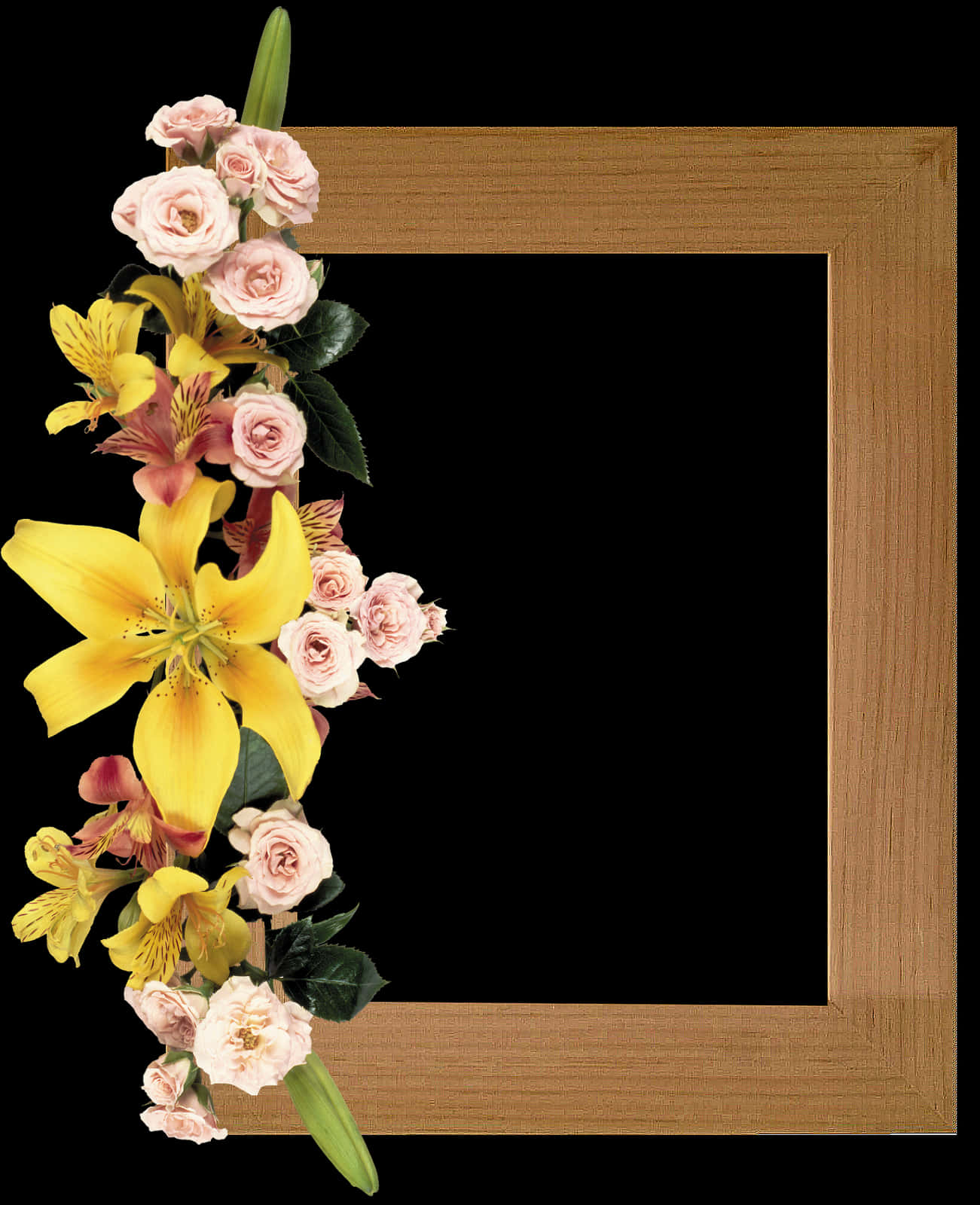 Floral Embellished Wooden Frame