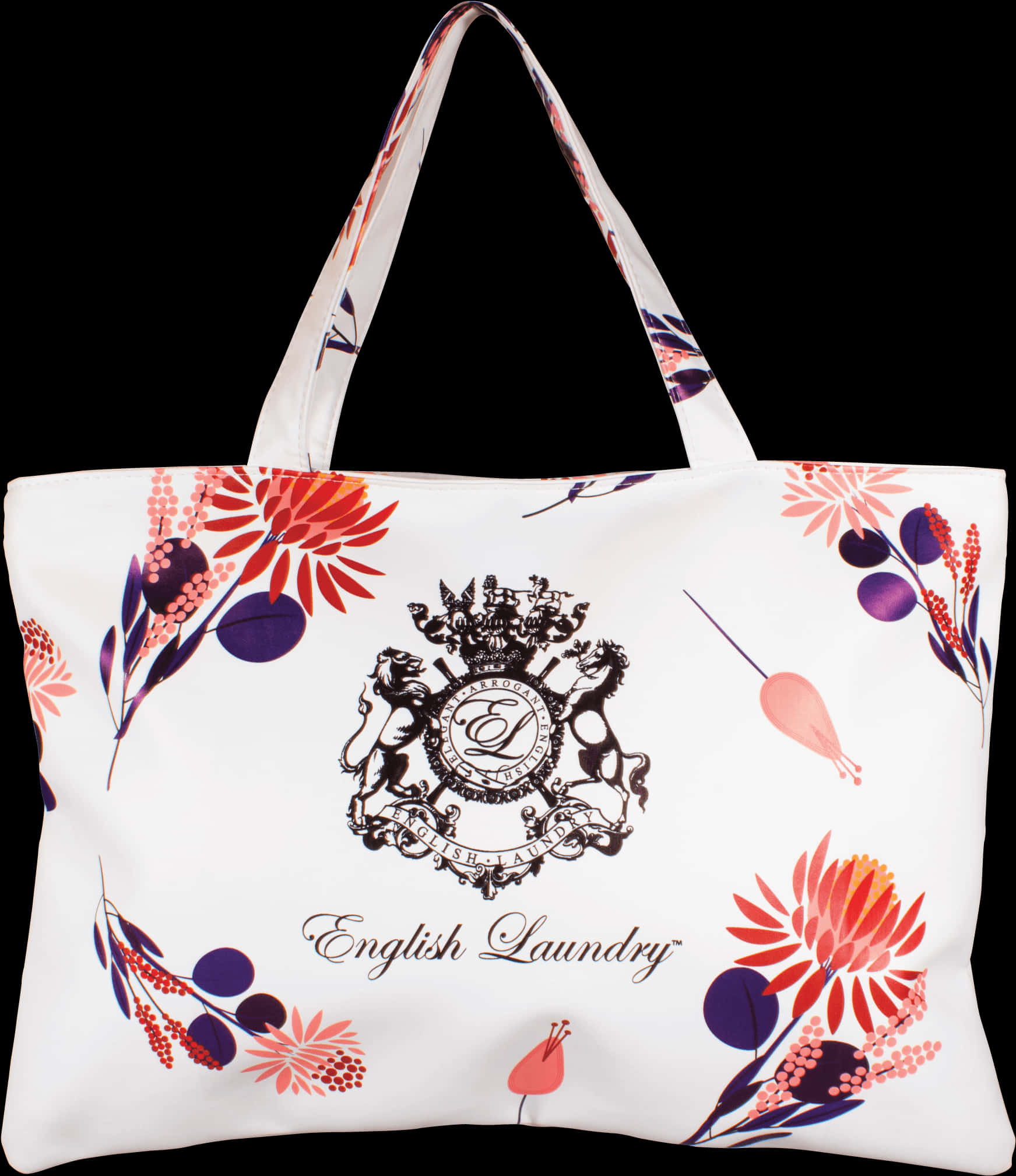 Floral Emblem English Laundry Tote Bag