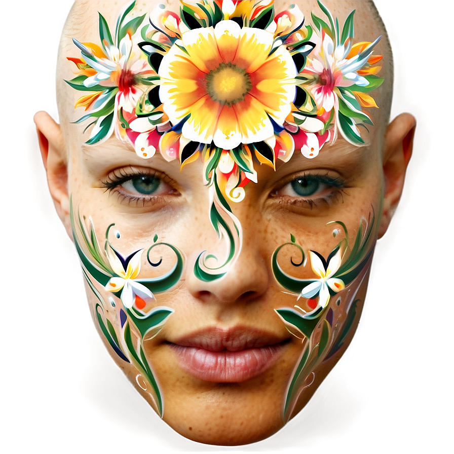 Floral Face Tattoo Png Hbf6