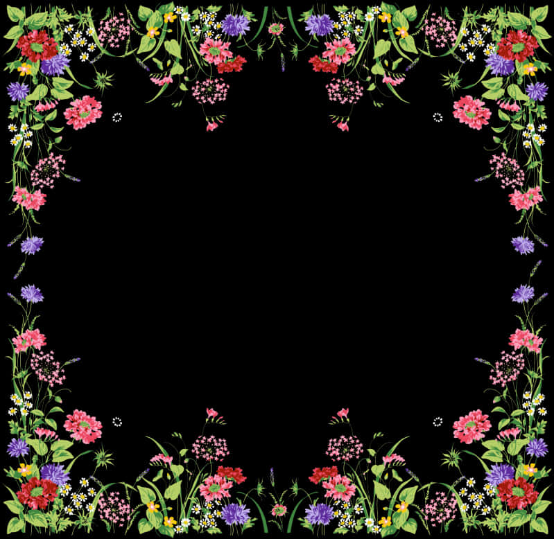 Floral Frame Black Background