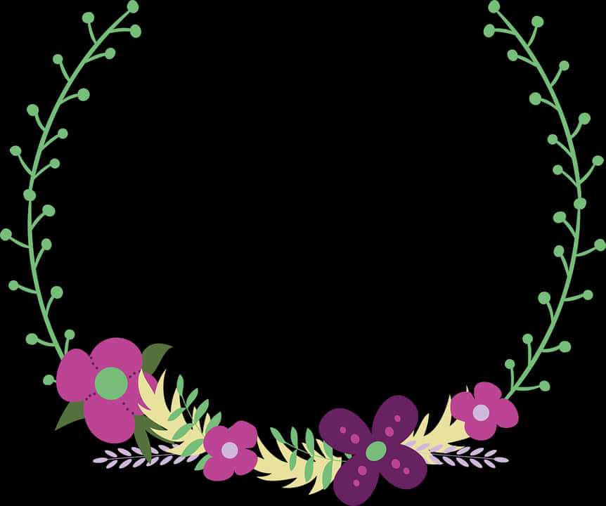 Floral Frame Black Background