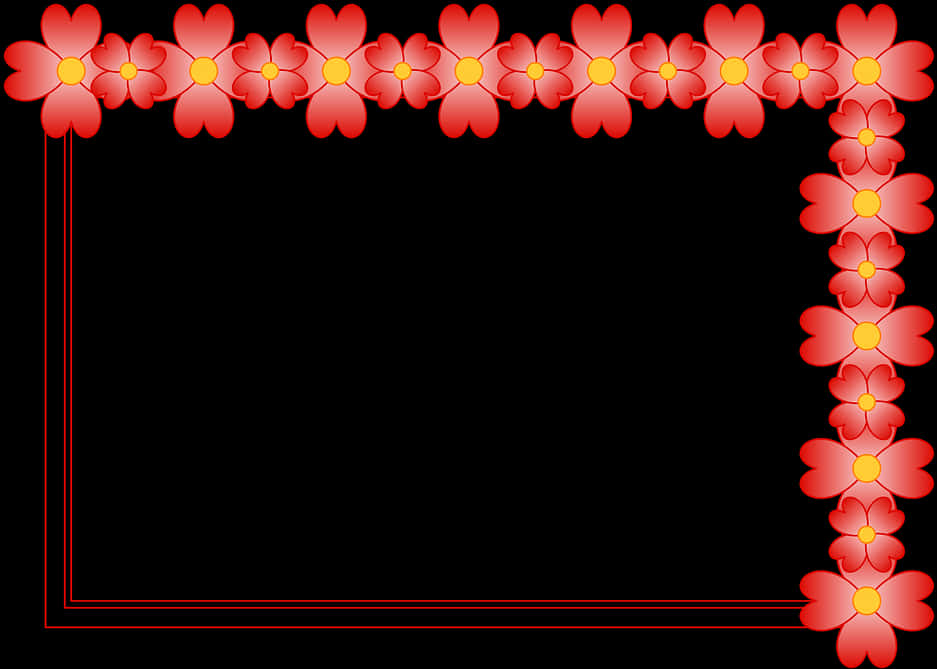 Floral Frame Red Flowers Border