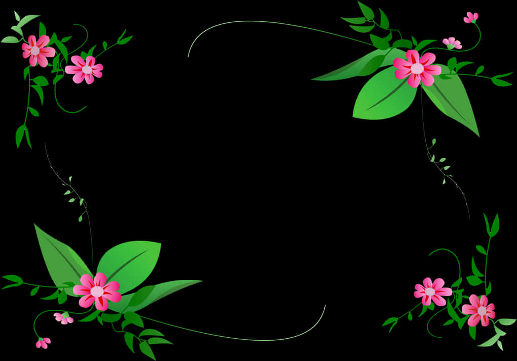 Floral Frameon Black Background