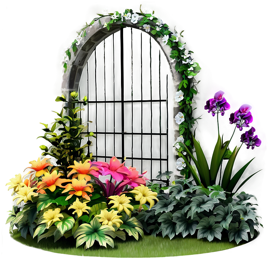 Floral Garden Scene Png Wpl29