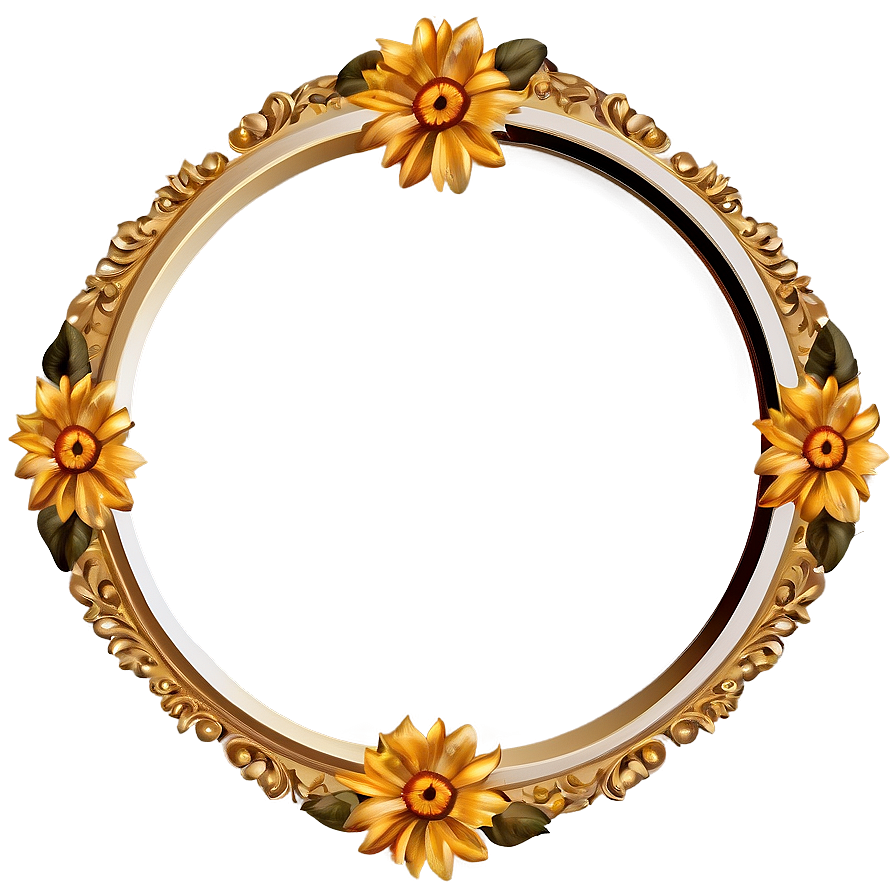 Floral Gold Circle Frame Png Kjj28