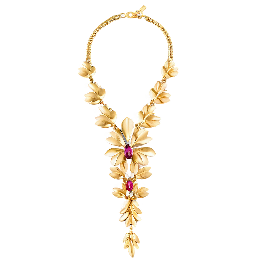 Floral Gold Necklace Png 51