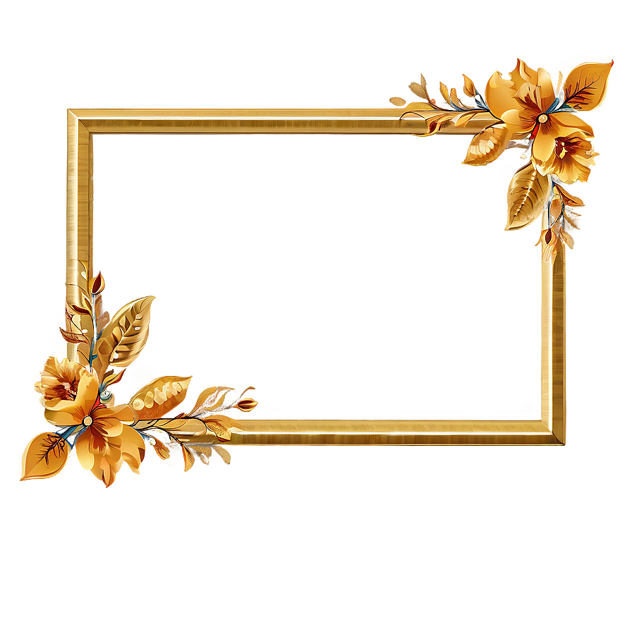 Floral Golden Frame Png 05252024