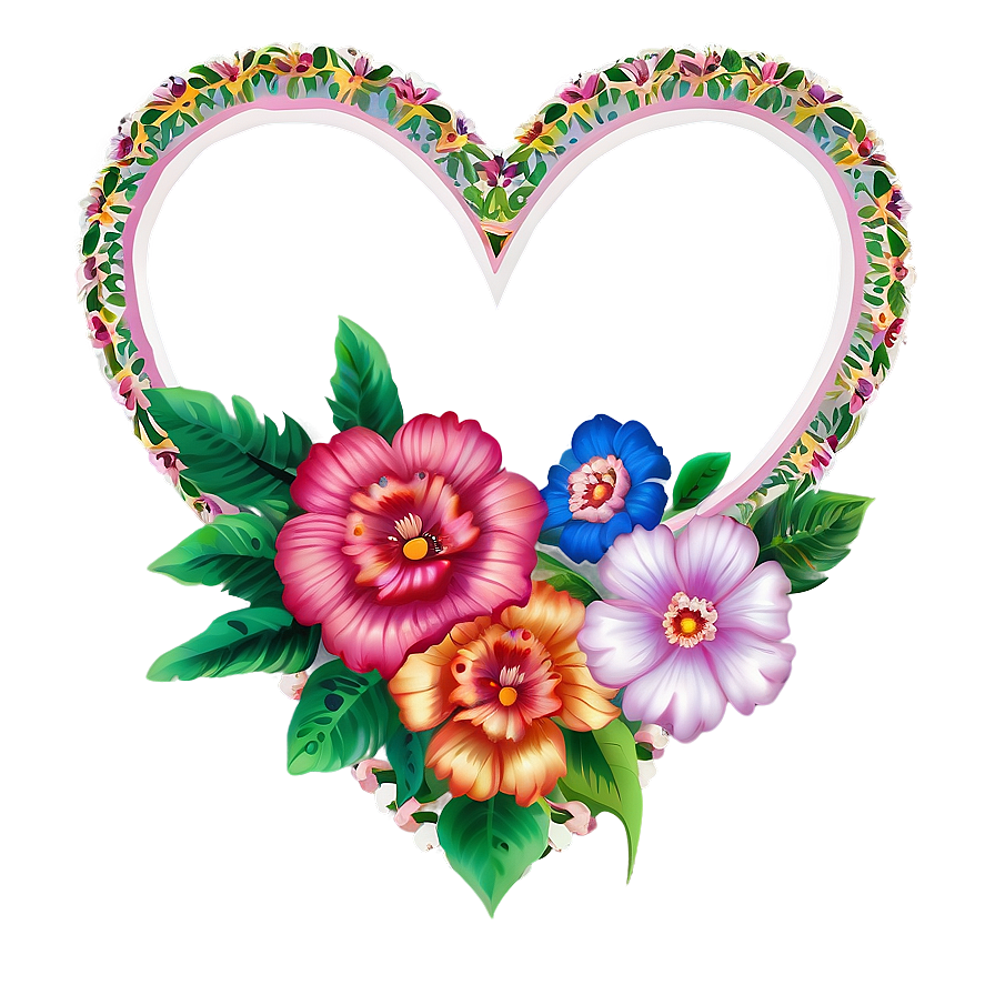 Floral Heart Border Png Rak