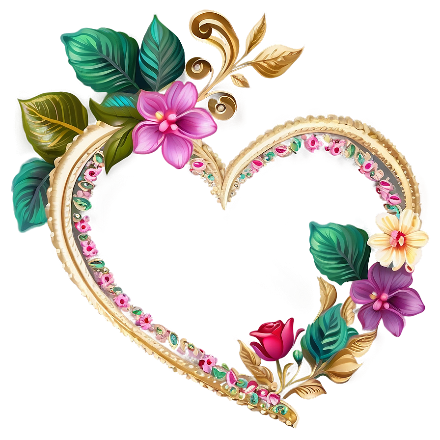 Floral Heart Clipart Decoration Png 49