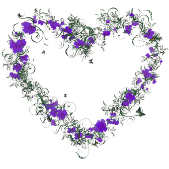 Floral Heart Design Black Background