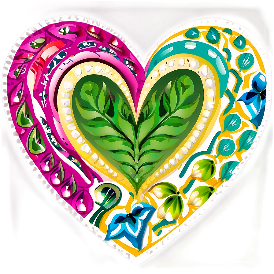 Floral Heart Doodle Png 06262024