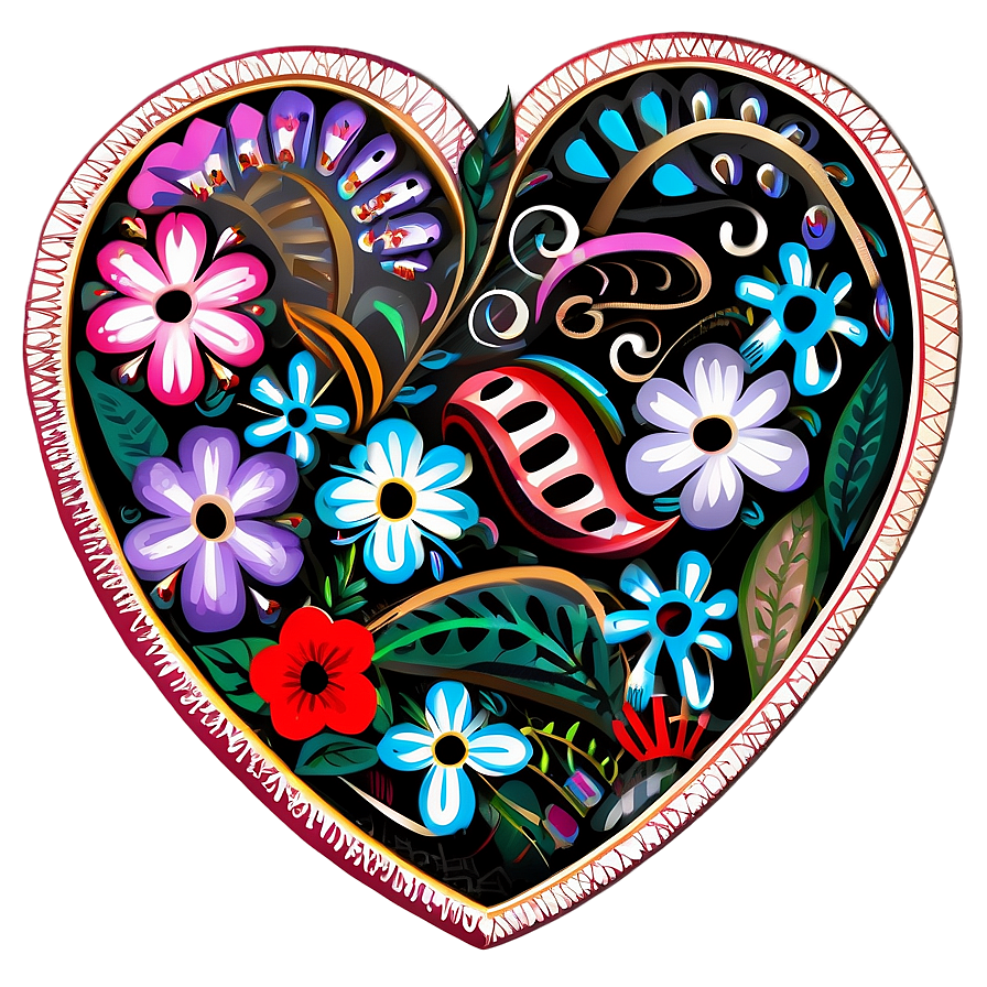 Floral Heart Doodle Png Nkh