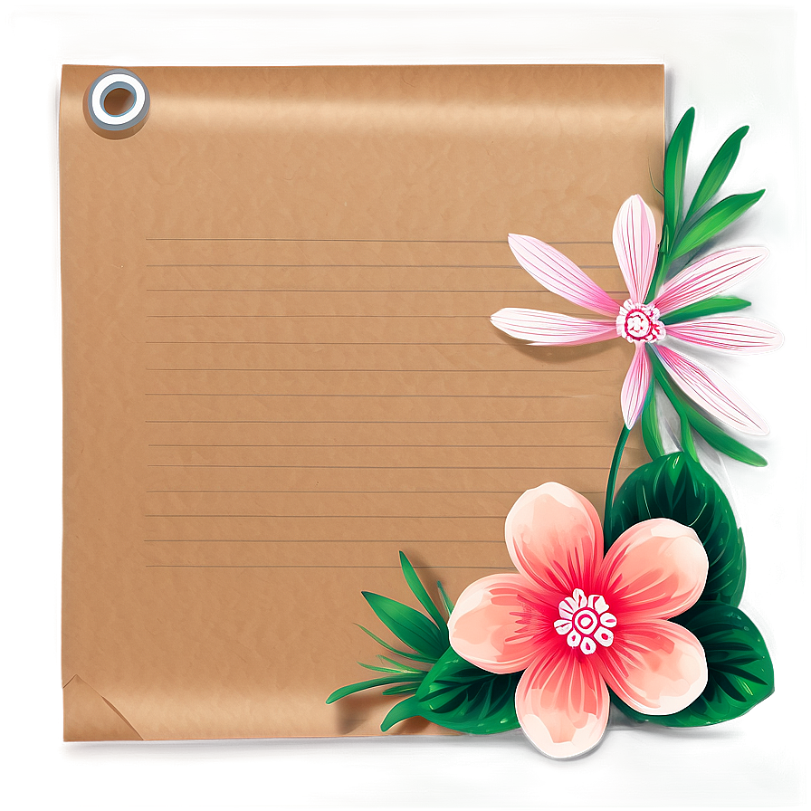 Floral Note Paper Png 06262024