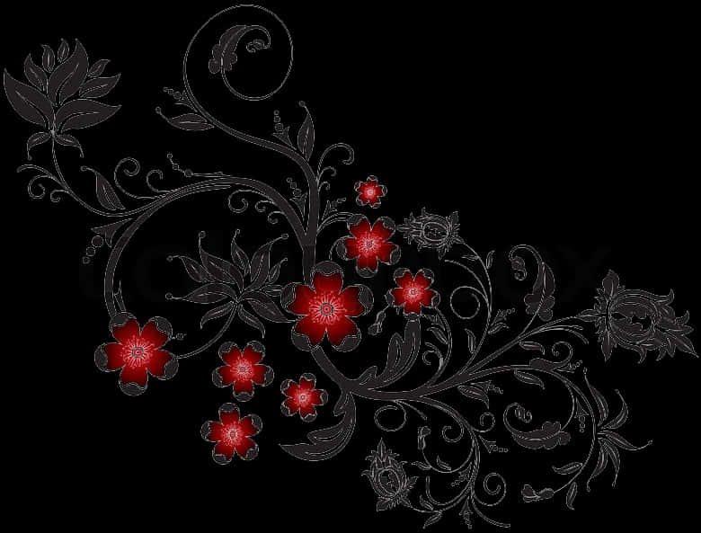 Floral Ornamenton Black Background