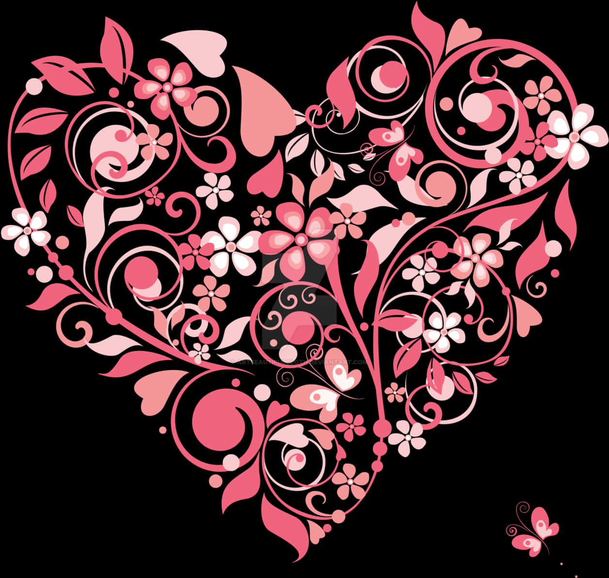 Floral Pink Heart Design