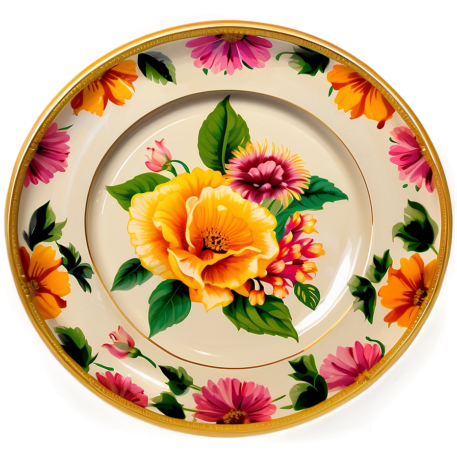 Floral Plates Design Png 70