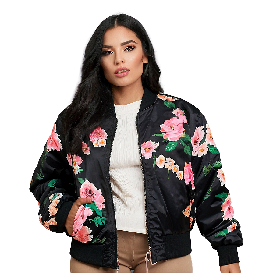 Floral Print Bomber Jacket Png Qjp