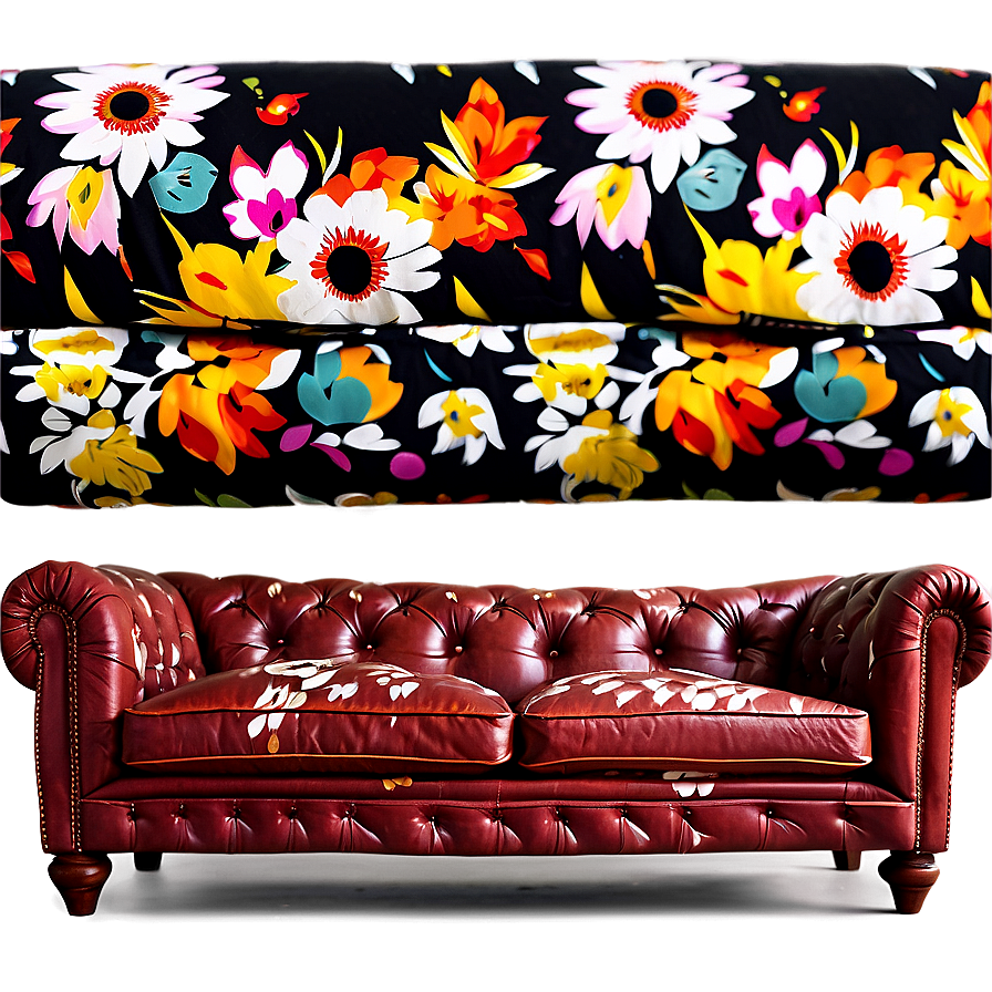 Floral Print Couch Png 23