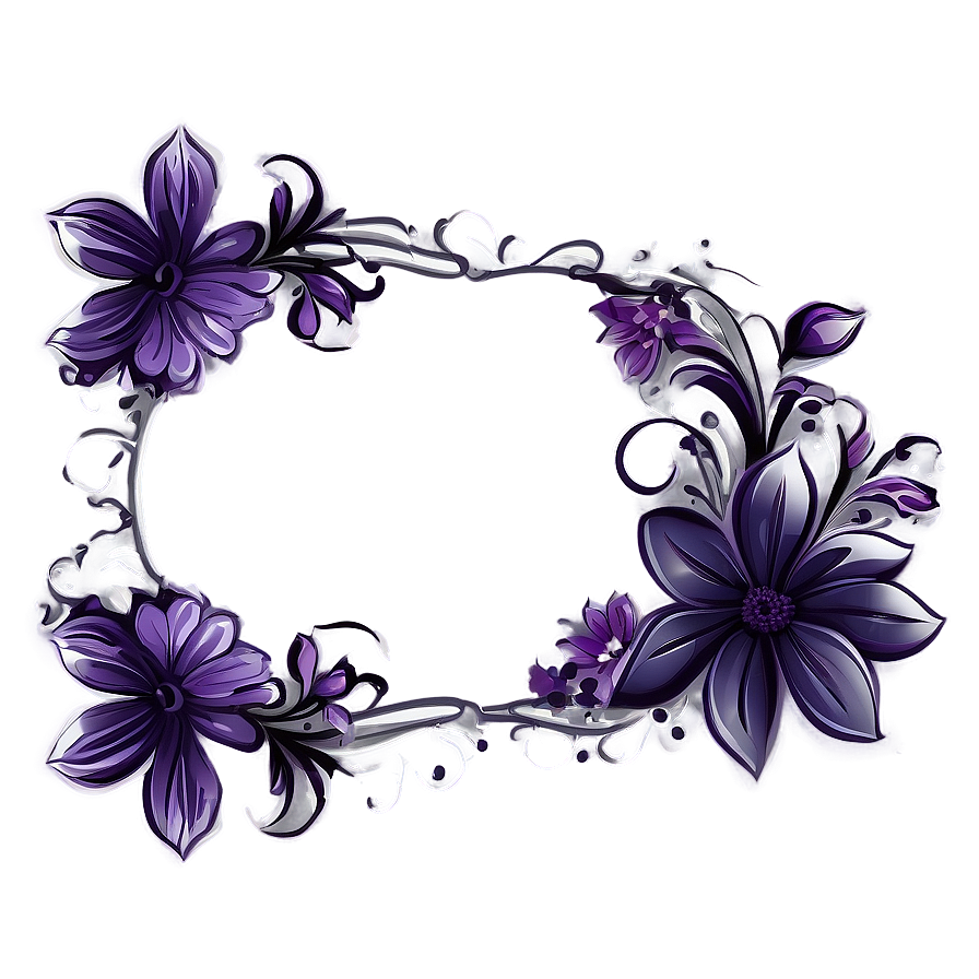 Floral Purple Frame Border Png Uxy88