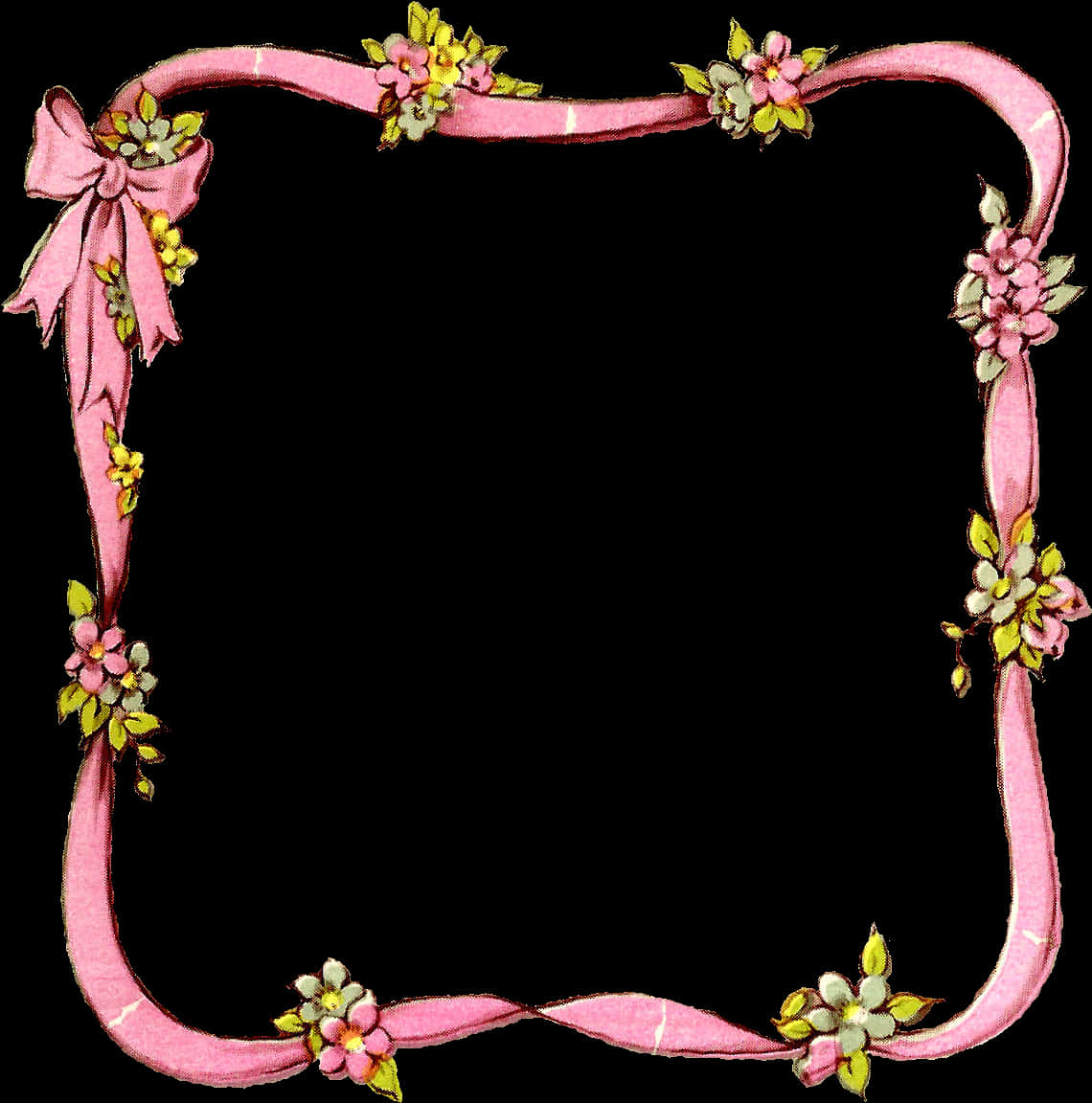 Floral Ribbon Frame Border