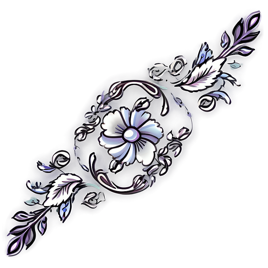 Floral Scroll Decorative Line Png 05252024