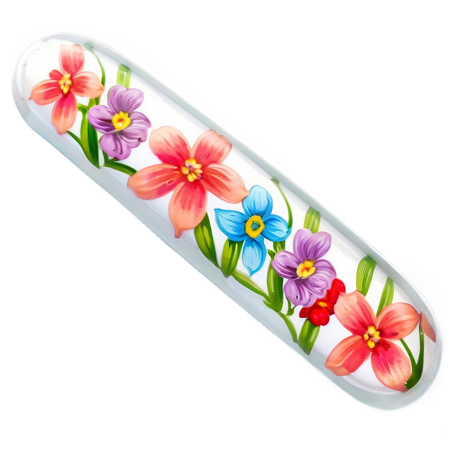 Floral Single Acrylic Nail Png 41