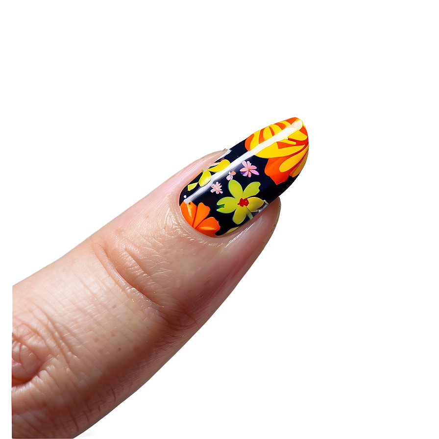 Floral Single Acrylic Nail Png 97