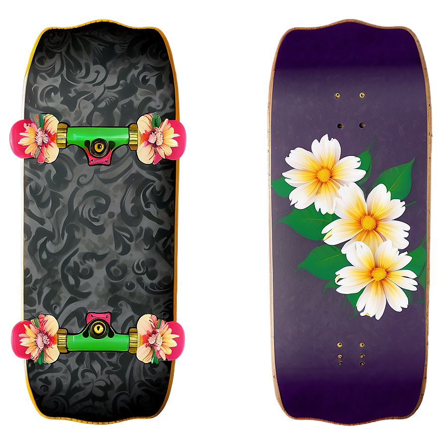 Floral Skateboard Deck Decoration Png 98