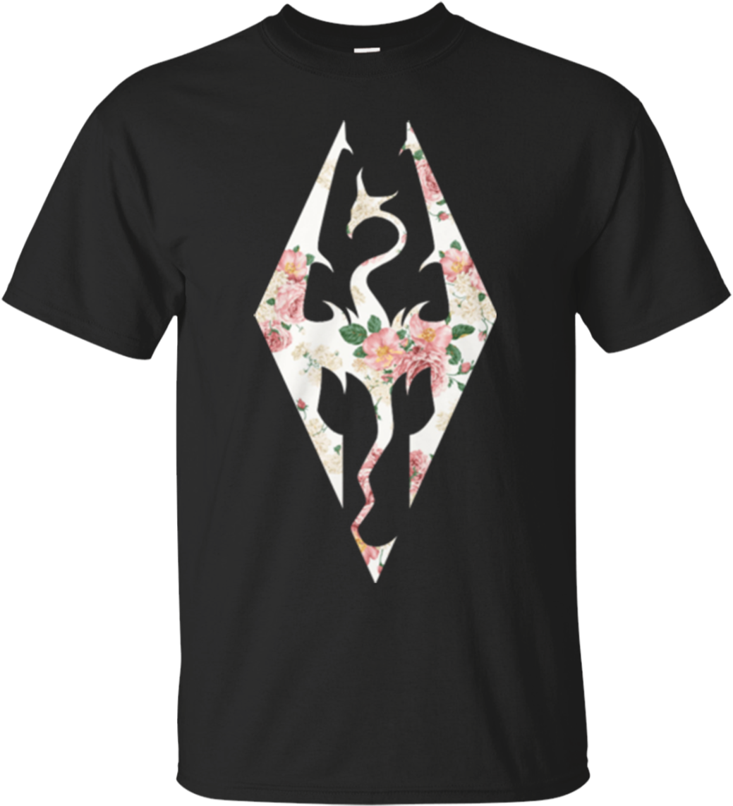 Floral Skyrim Logo T Shirt