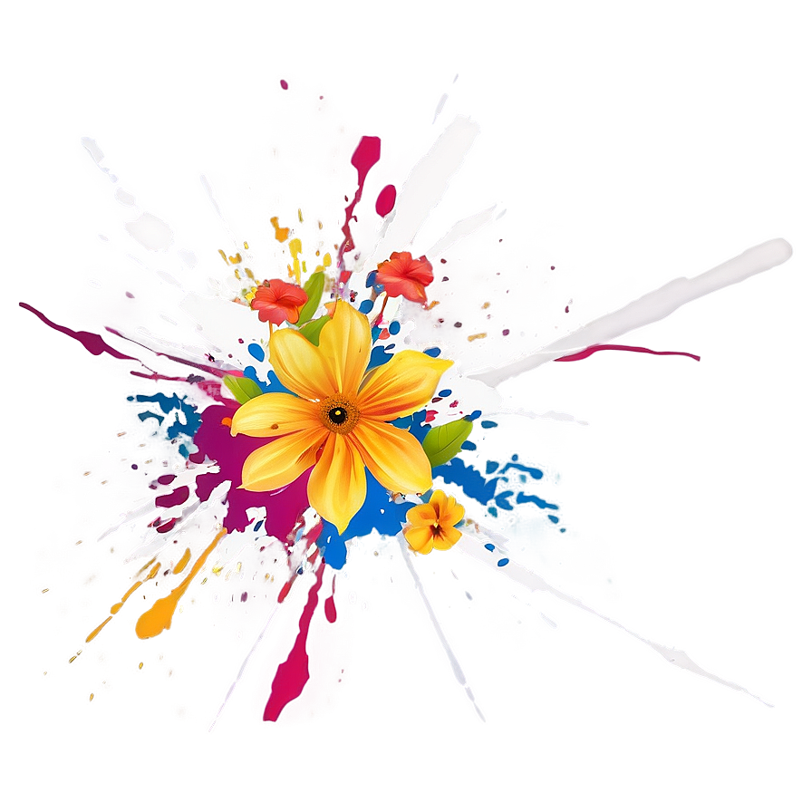 Floral Splatter Design Png Tro58