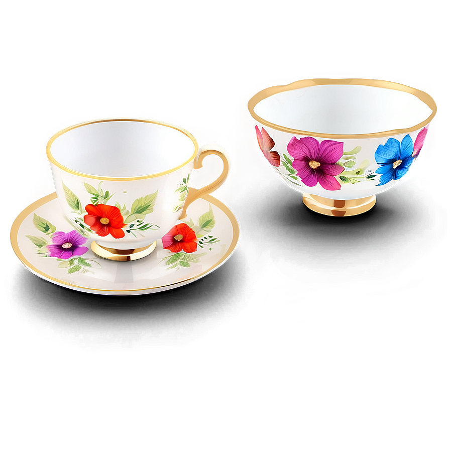 Floral Tea Cup Collection Png 05252024