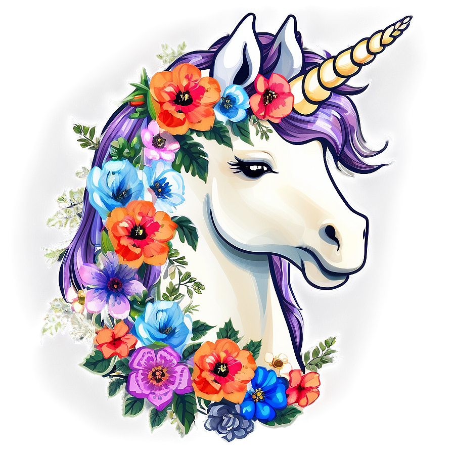 Floral Unicorn Clipart Png 58