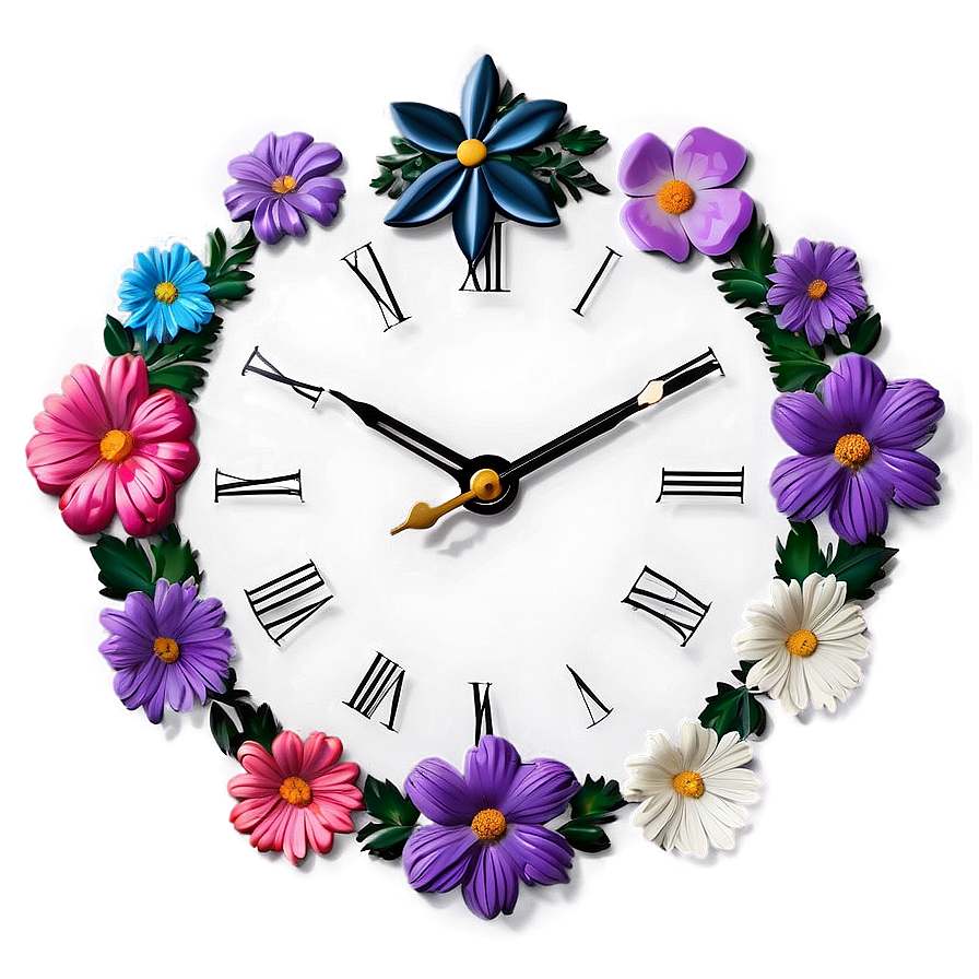 Floral Wall Clock Png 92