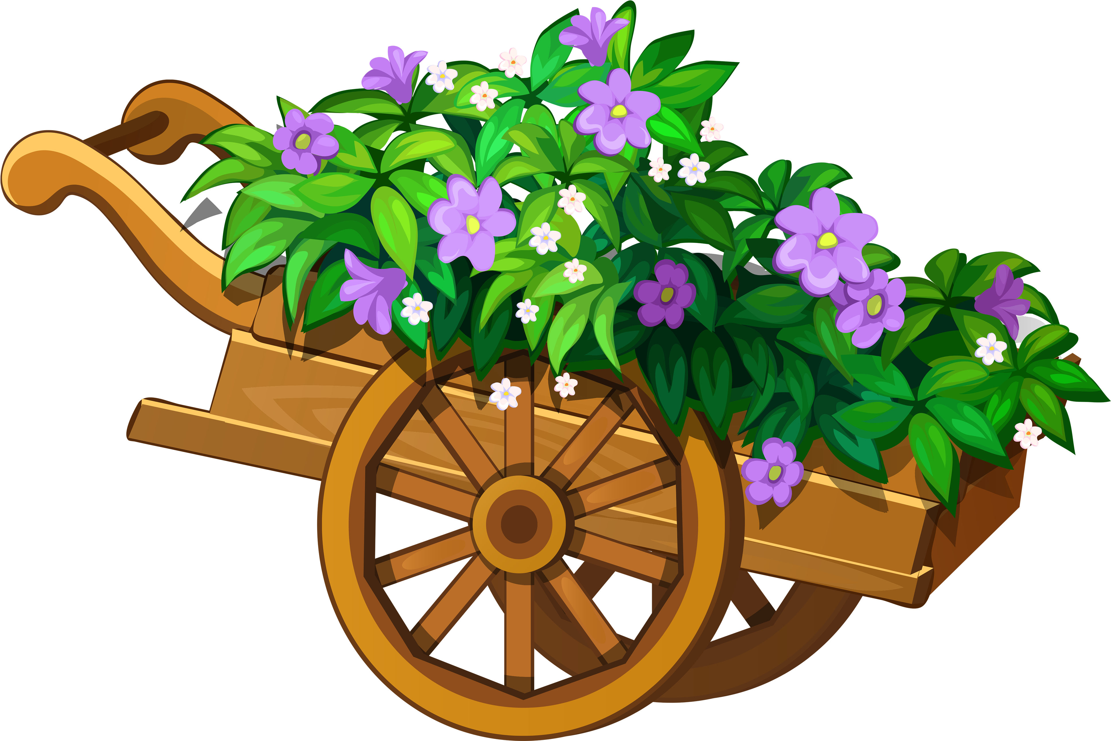 Floral Wheelbarrow Vector Illustration